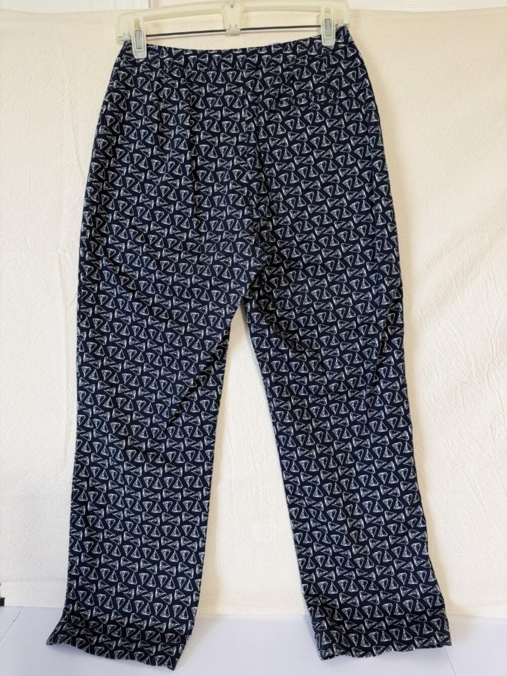 Liz Claiborne Lizsport Pants Womens 6 Blue Sailboat Print Pleated Chino Twill